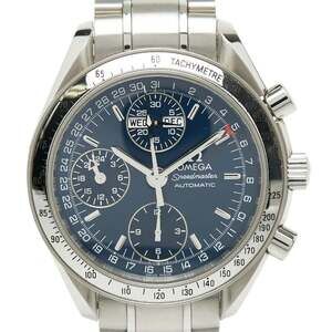 Omega Speedmaster Triple Calendar Watch 3523.80 Automatic Blue Dial Stainless...